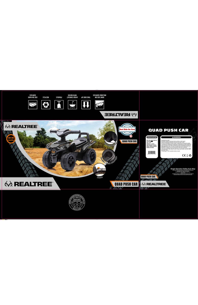 REALTREE Quad Push Car Black Ride On Toy, Alternate, color, Multicolored