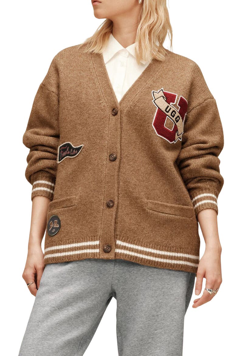 Retro Cardigan, Main, color, COFFEE GROUNDS HEATHER