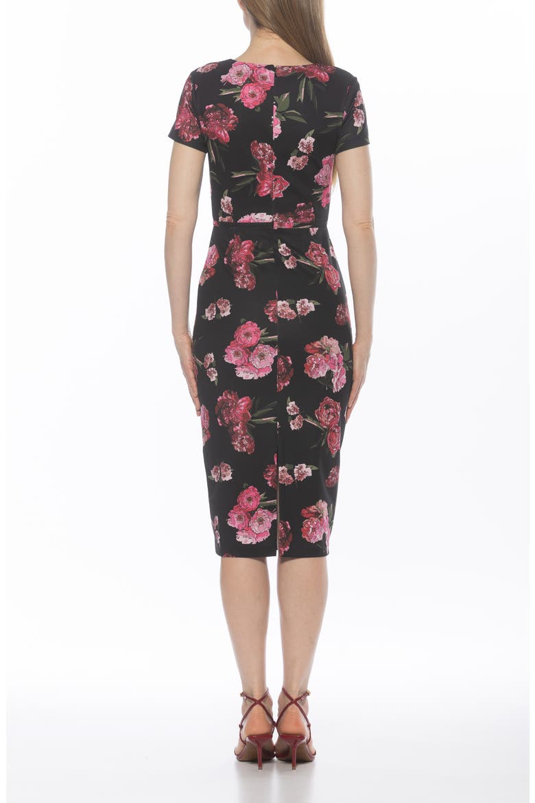 Alma Sheath Midi Dress, Alternate, color, BLACK FLORAL
