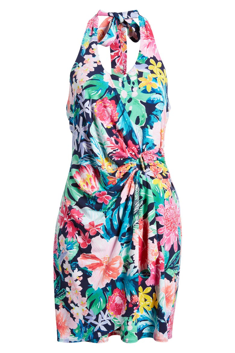 Clara Perfectly Paradise Halter Dress, Alternate, color, ISLAND NAVY