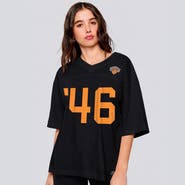 Hype and Vice Women's Hype and Vice Black New York Knicks Oversized Football T-Shirt
