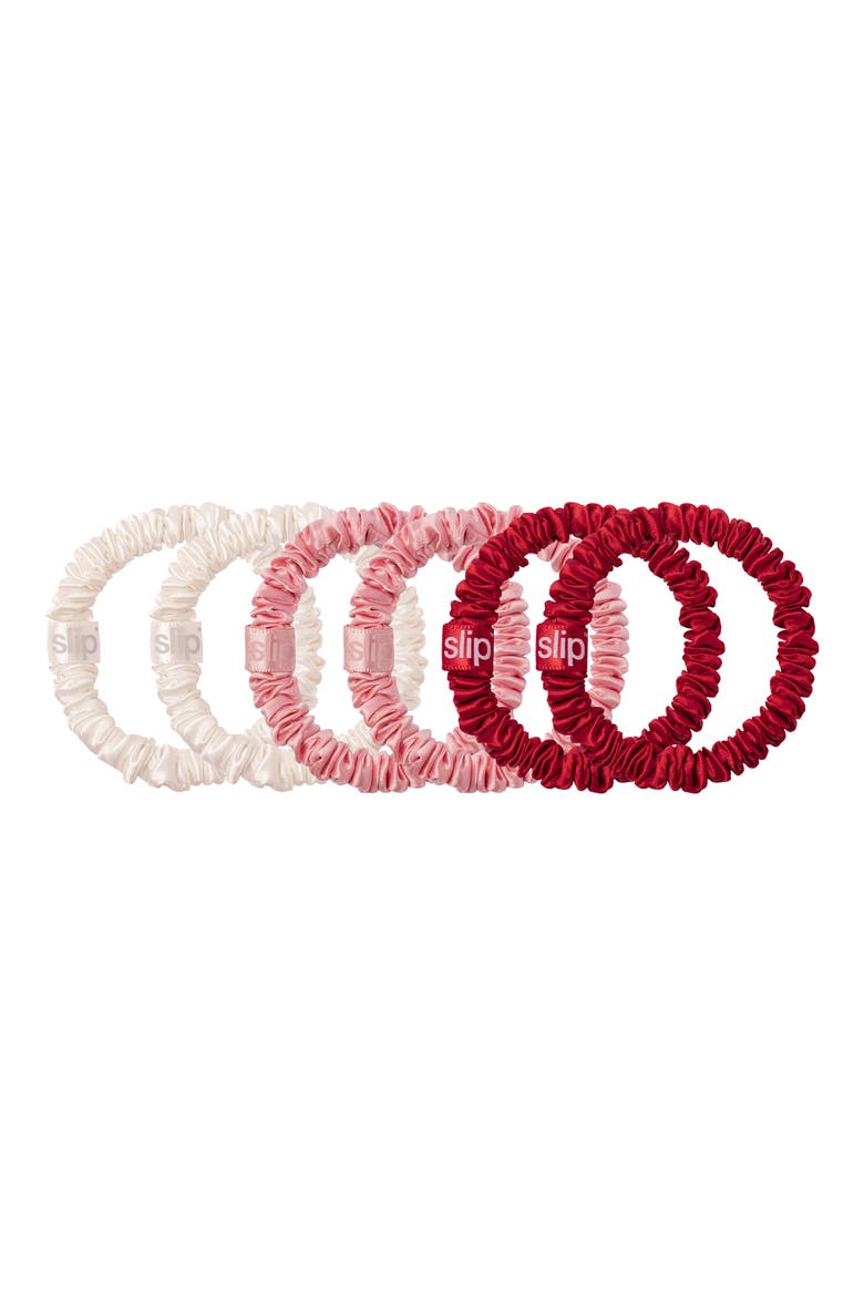 Sweetie 6-Pack Skinny Silk Scrunchies, Alternate, color, SWEETIE