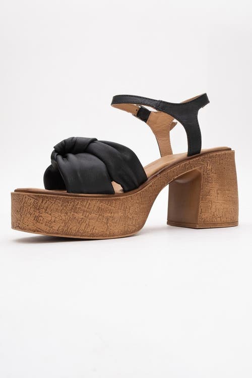 Forever & Always Shoes Tily Platform Wedge Leather Sandal In Black