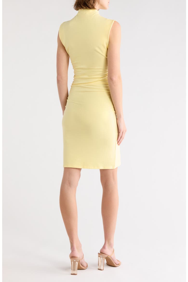 Ruched Funnel Neck Jersey Minidress, Alternate, color, LEMON003