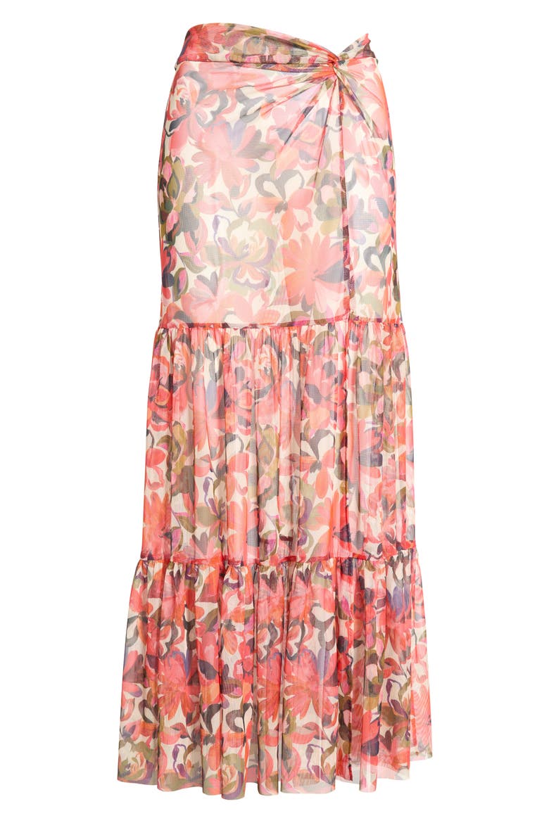 Sheer Cover-Up Maxi Skirt, Alternate, color, CORAL TROP