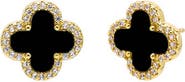 BY ADINA EDEN Pave Outlined Four Leaf Clover Stud Earring