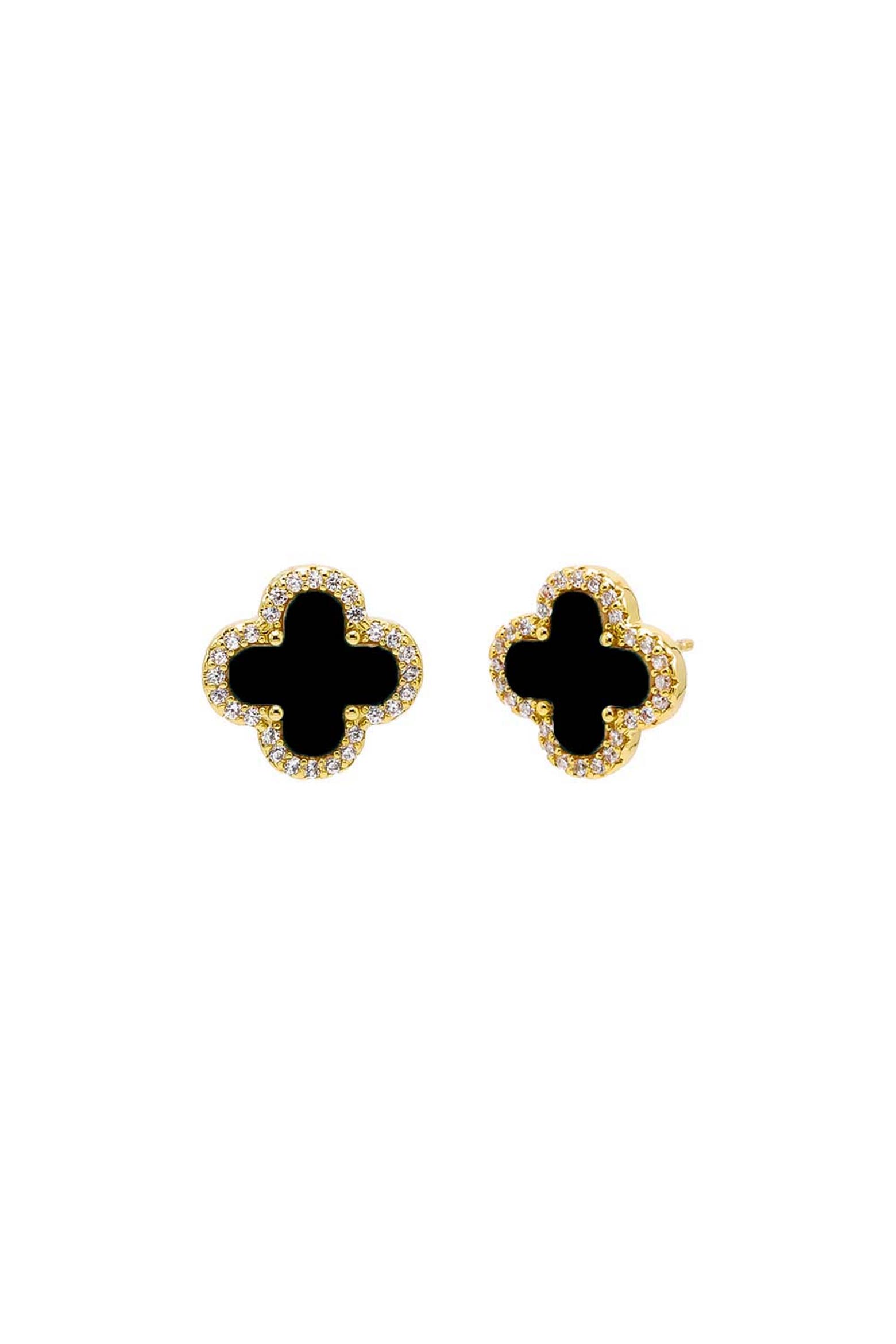 BY ADINA EDEN Pave Outlined Four Leaf Clover Stud Earring (Women ...
