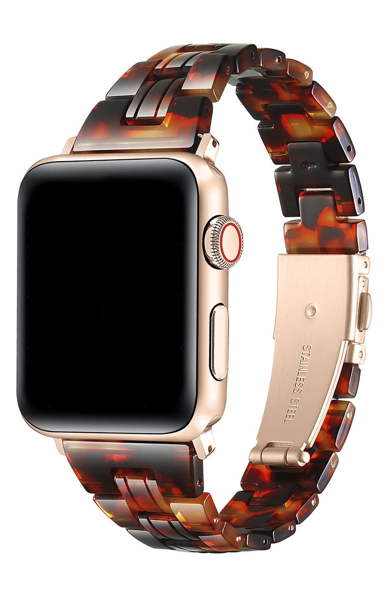 Posh Tech Autumn Resin Apple Watch<sup>®</sup> Bracelet Watchband, Alternate, color, Brown Tortoise