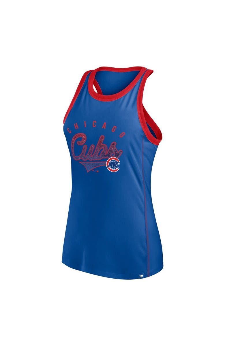 FANATICS Women's Fanatics Branded Royal Chicago Cubs Tailsweep Fashion Racerback Rhinestone Tank Top, Alternate, color, 