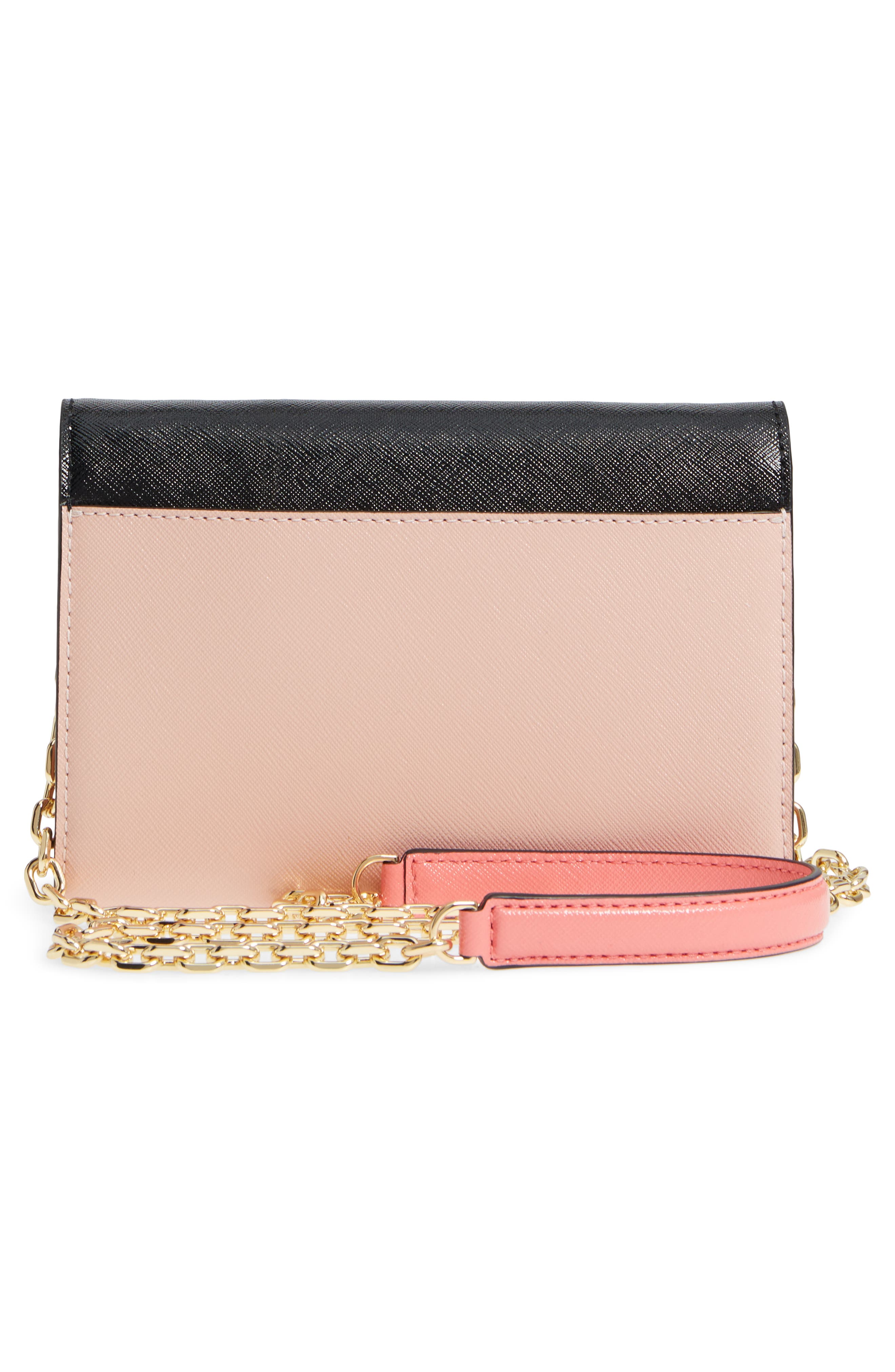 Snapshot Leather Wallet on a Chain, Alternate, color, BLACK/ ROSE