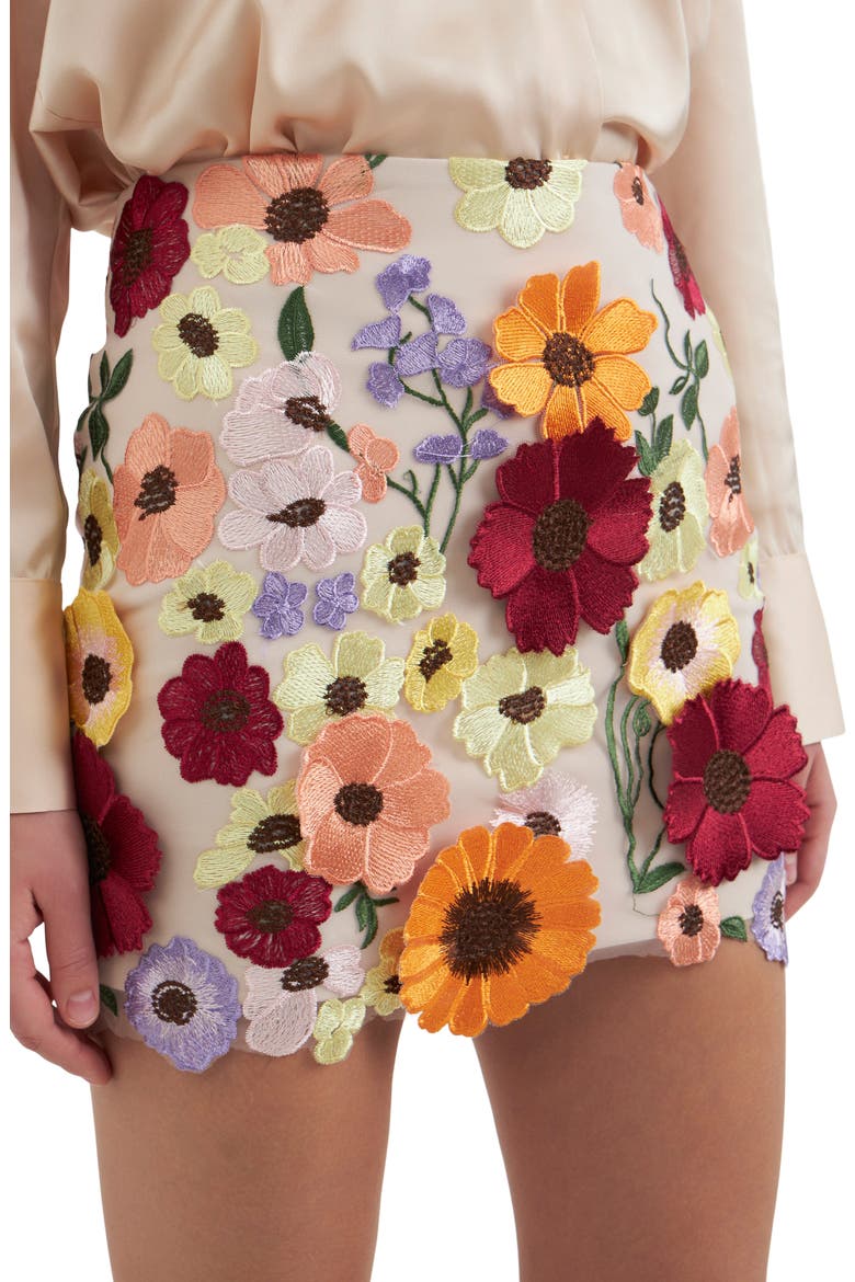 Floral Embroidered High Waist Miniskirt, Alternate, color, PINK MULTI