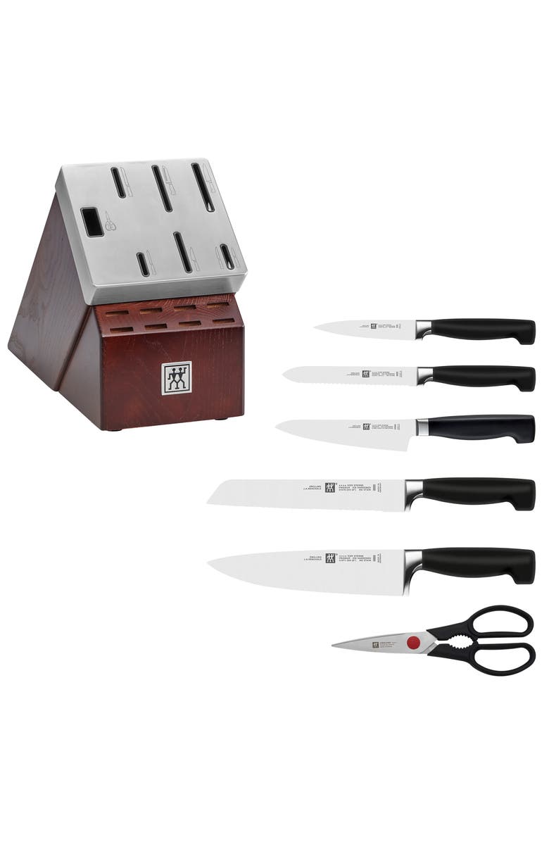 ZWILLING J.A. HENCKELS Four Star Self-Sharpening Knife Block & Knife Set, Alternate, color, Stainless Steel