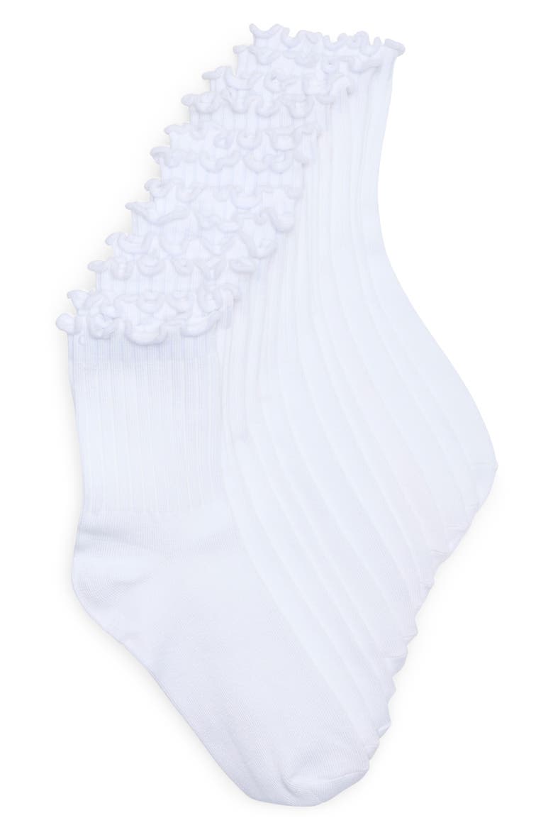 6-Pack Ruffle Edge Crew Socks, Main, color, WHITE PACK