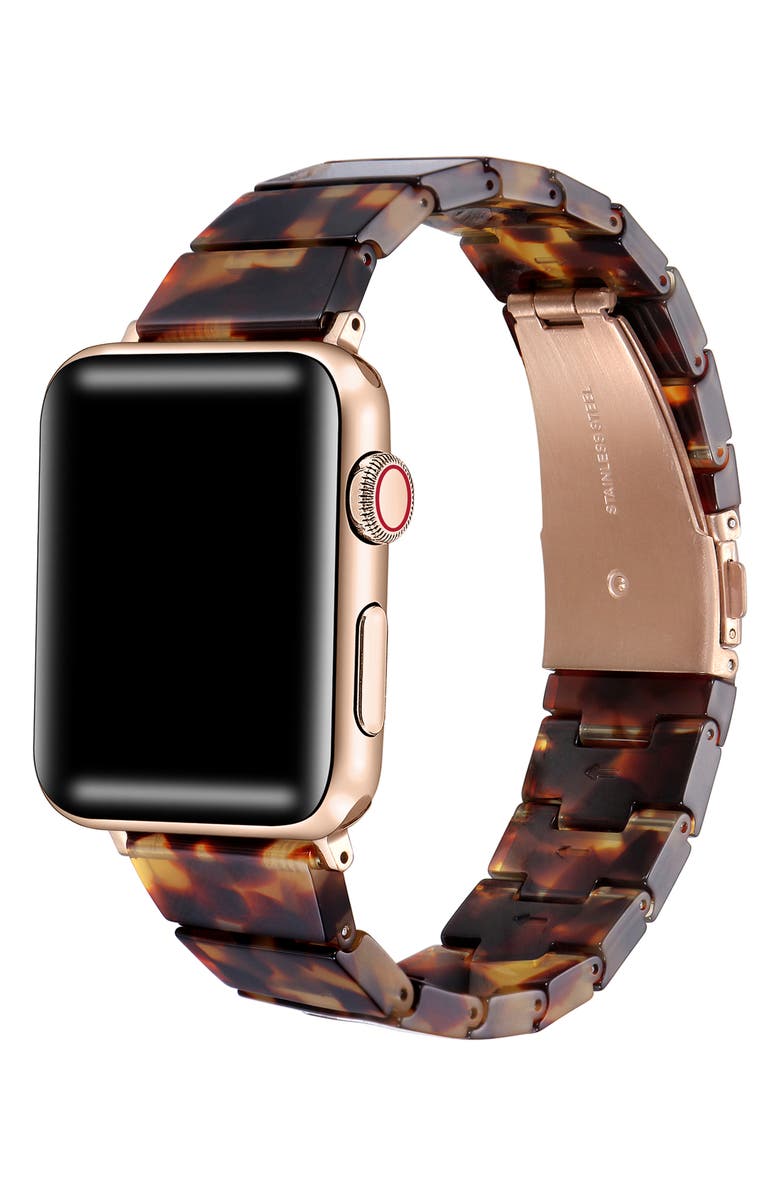 The Posh Tech Resin Link Apple Watch<sup>®</sup> Watchband, Alternate, color, Tortoise