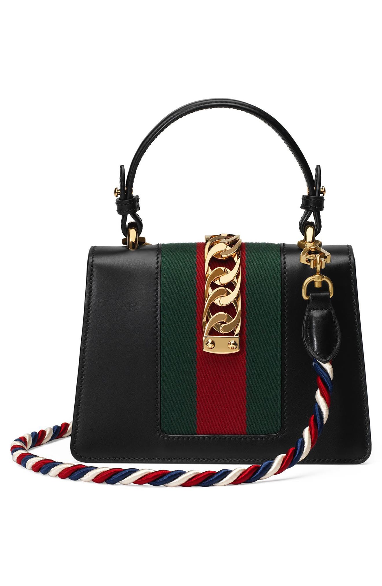 Mini Top Handle Leather Shoulder Bag, Alternate, color, 1060 NERO/VRV