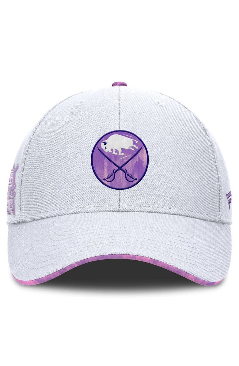 FANATICS Men's Fanatics White Buffalo Sabres Authentic Pro Hockey Fights Cancer Adjustable Hat, Alternate, color, 