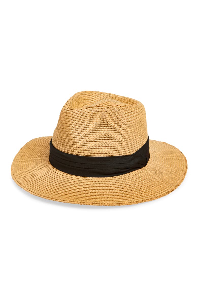 Fray Edge Packable Panama Hat, Main, color, DARK NATURAL