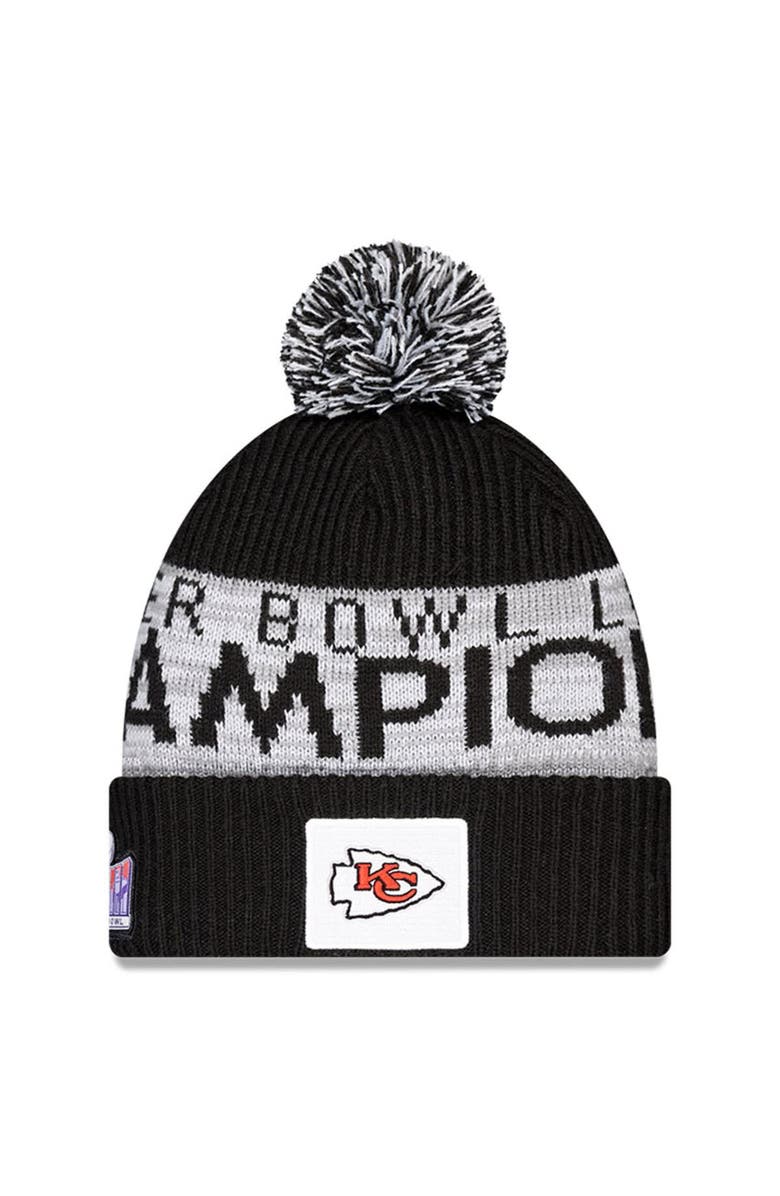 New Era Men's New Era  Graphite Kansas City Chiefs Super Bowl LVIII Champions Parade Cuffed Pom Knit Hat, Main, color, 