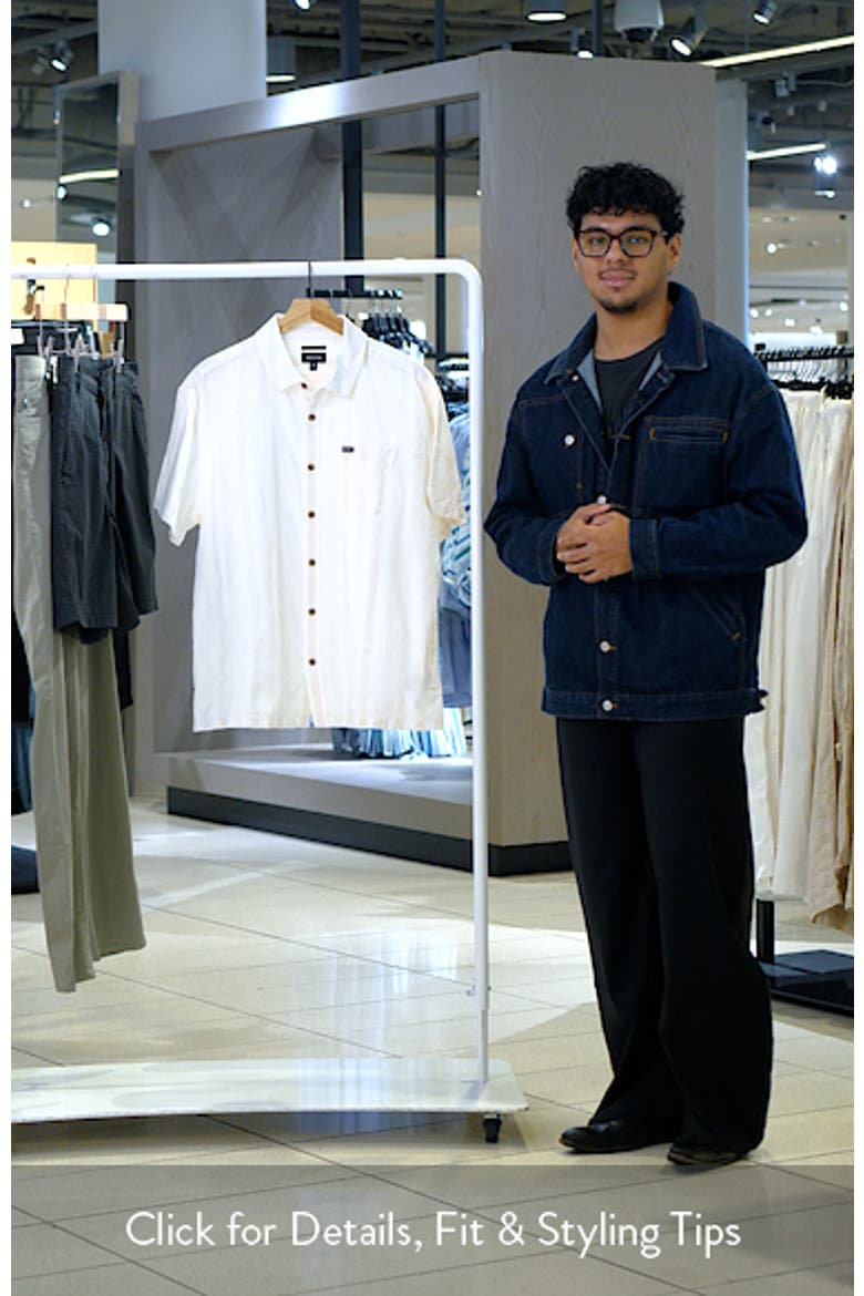 Cru Textured Stripe Short Sleeve Cotton Dobby Button-Up Shirt video