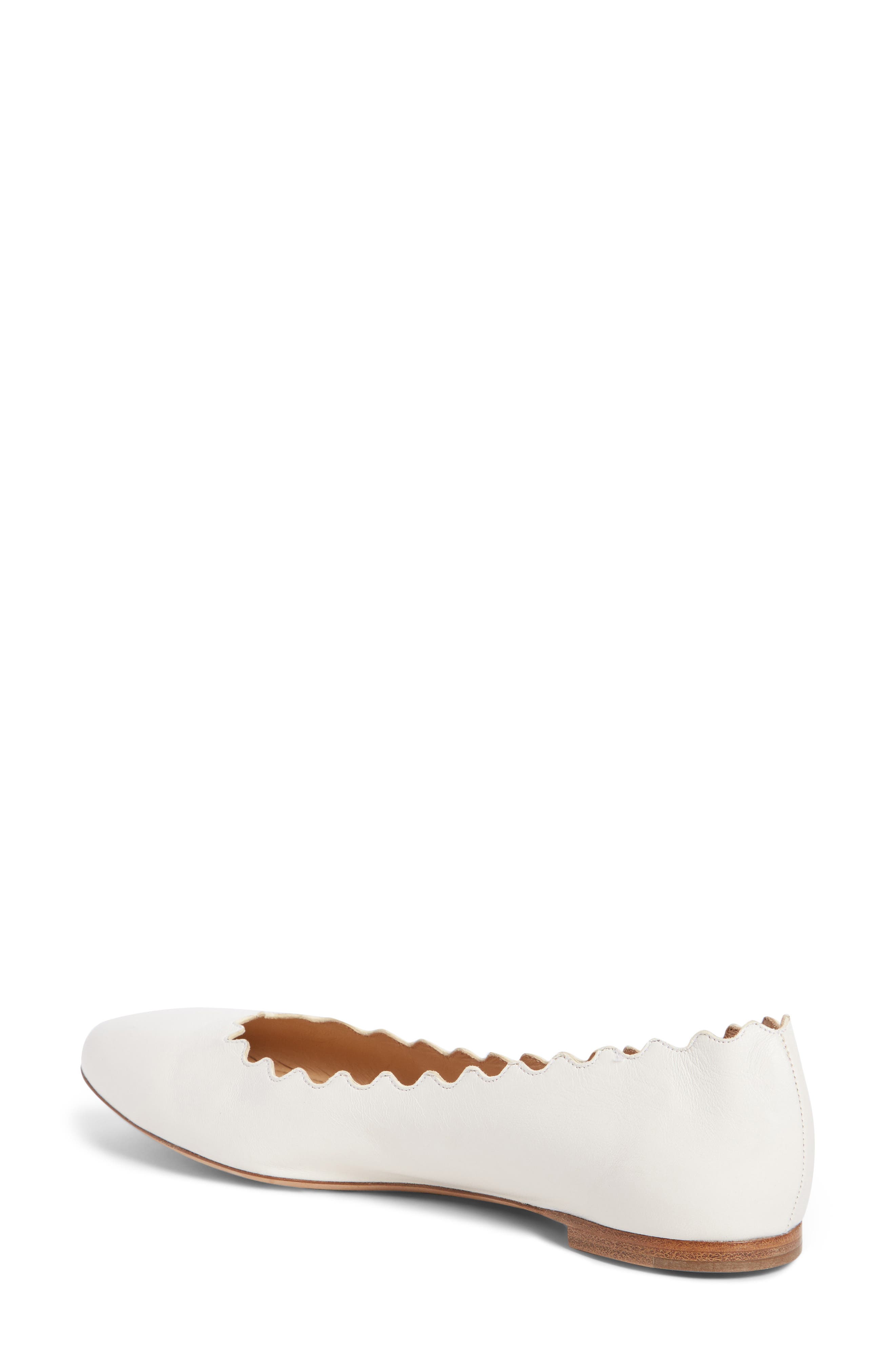 Lauren Scalloped Ballet Flat, Alternate, color, CLOUDY WHITE
