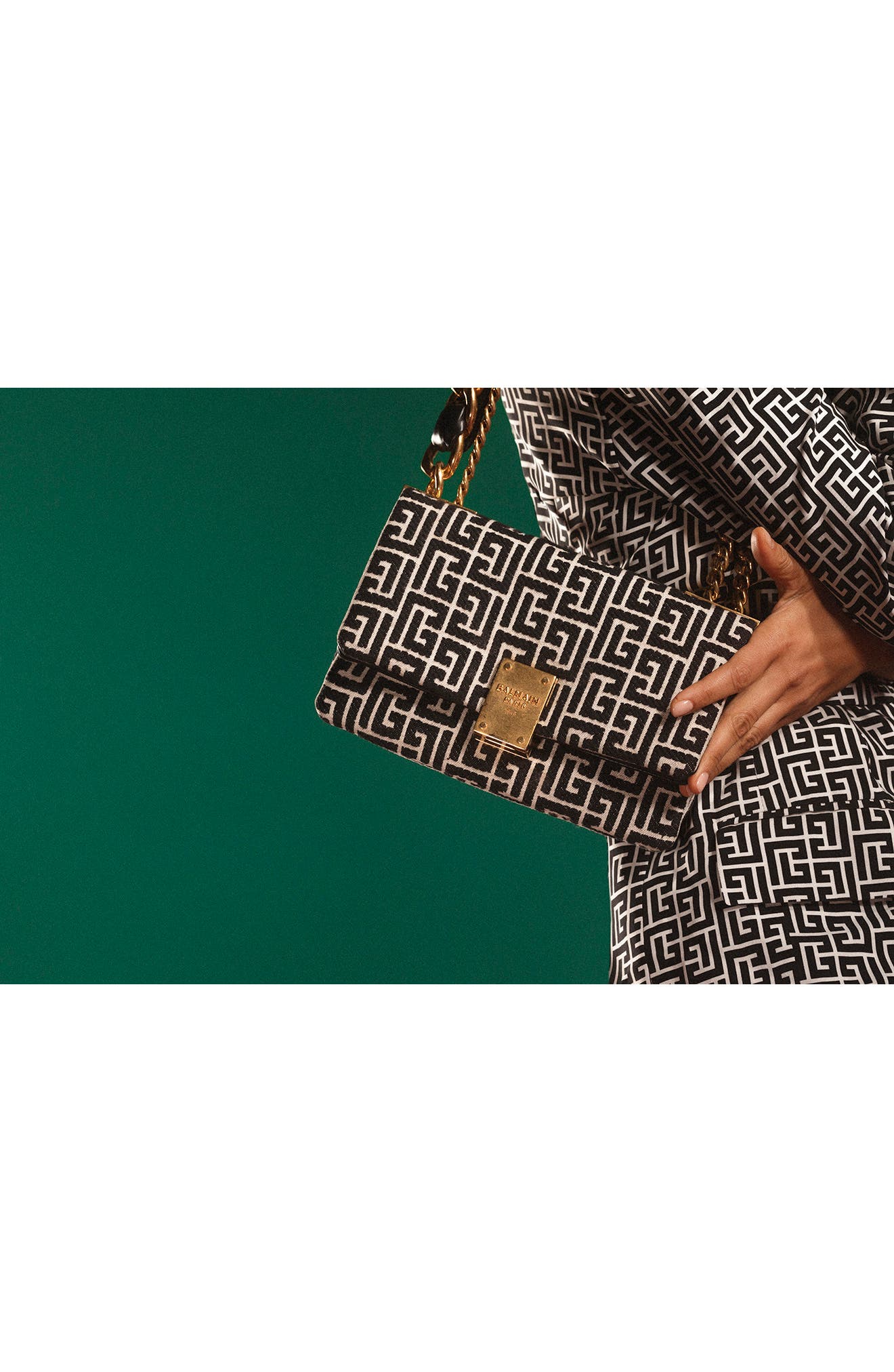 Balmain Small 1945 Soft Monogram Jacquard Crossbody Bag, Alternate, color, 