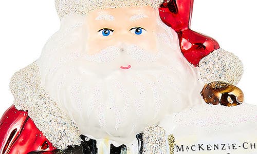 Mackenzie-childs Mackenzie Childs Santa & Snowman Glass Ornament In Multi
