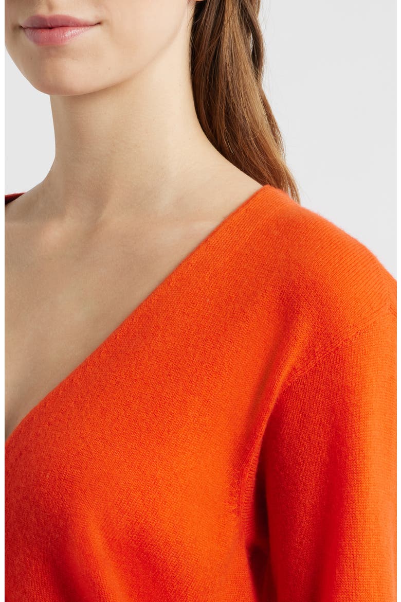 The Tiny V-Neck Cashmere Cardigan, Alternate, color, HOT ORANGE