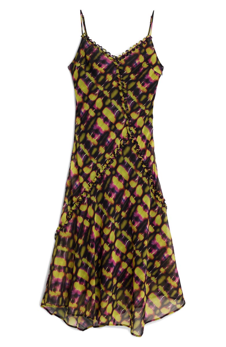 Desigual Abstract Print Chiffon Slipdress, Alternate, color, Green