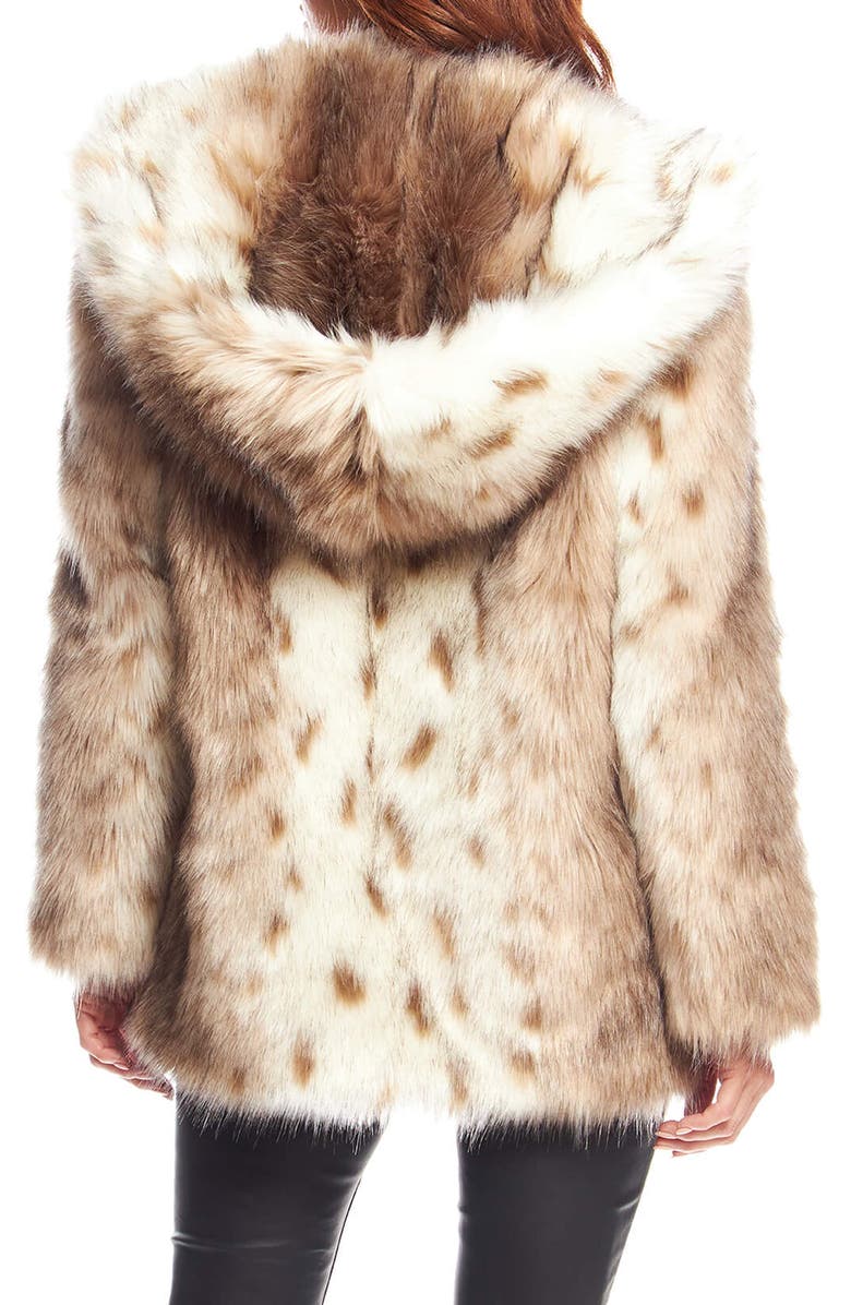 DONNA SALYERS FABULOUS FURS Gold Fox Faux Fur Hooded Coat, Alternate, color,
