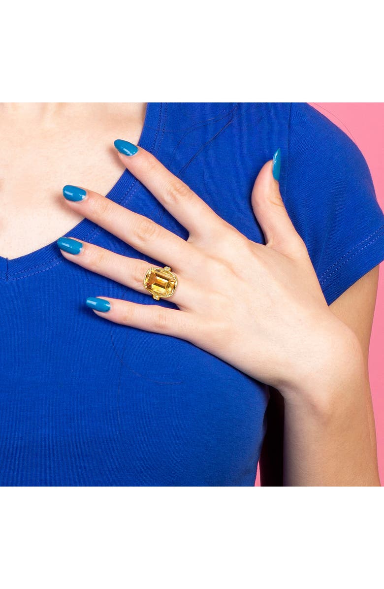 DELMAR Open Shank Emerald Cut Citrine & Whtie Topaz Ring, Alternate, color, 