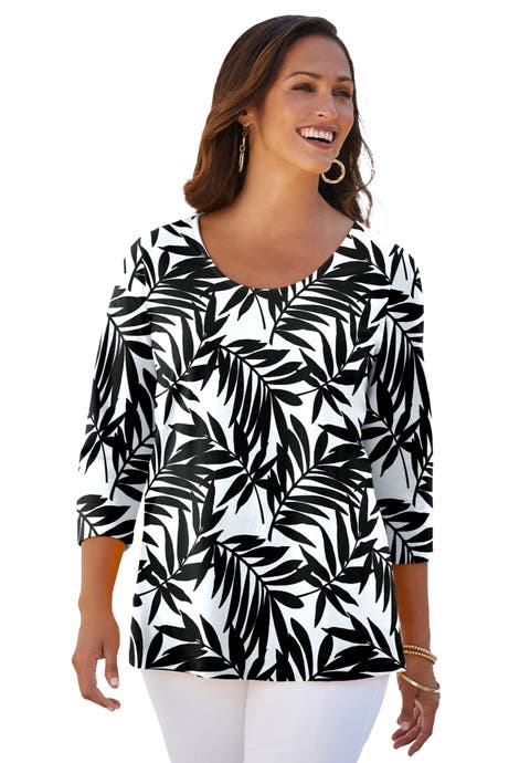 Stretch Cotton Scoop Neck Tee (Plus)