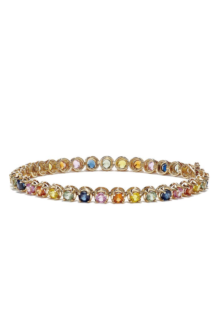 Multi-Color Sapphire Tennis Bracelet in 14K Yellow Gold, Main, color, None