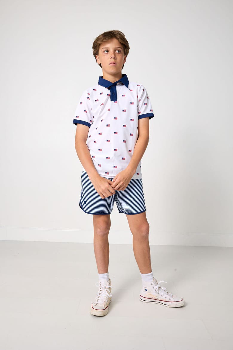 Polo Shirt, Alternate, color, Flag Print