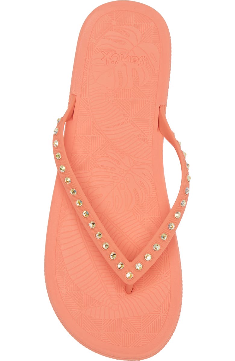 Sanuk Funshine Rhinestone Flip Flop, Alternate, color, Fusion Coral
