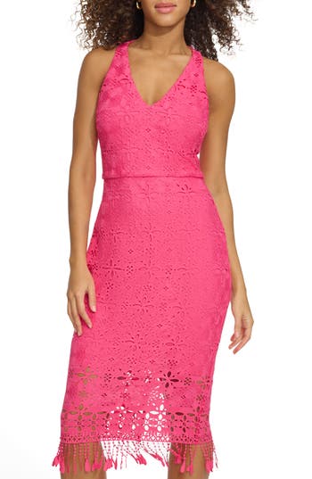 Siena Lace Sheath Dress In Pink