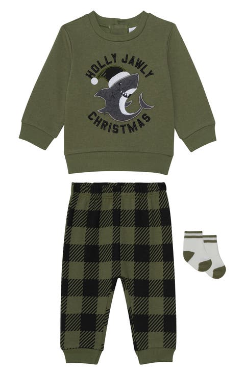 Dinosaur 3-Piece Sweatshirt, Joggers & Socks Set (Baby)