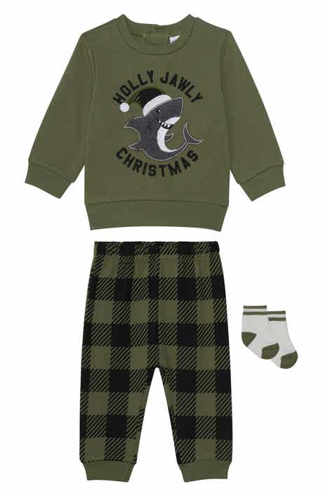 PL Baby by Petit Lem Dinosaur 3-Piece Sweatshirt, Joggers & Socks Set