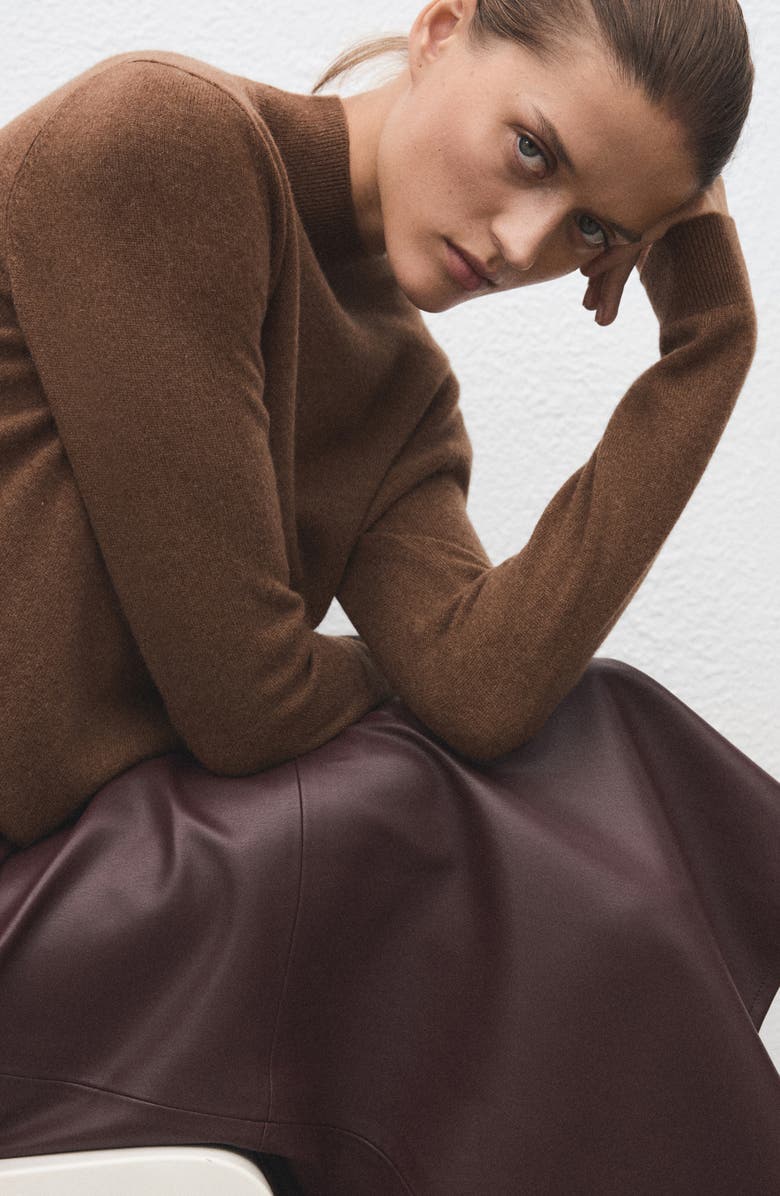 MANGO Mock Neck Cashmere Sweater, Alternate, color, 