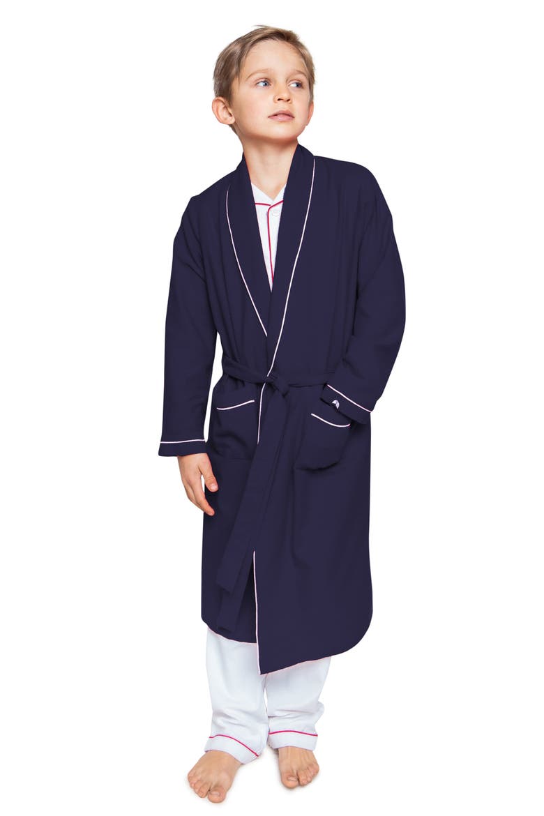 Navy Flannel Robe, Main, color, NAVY