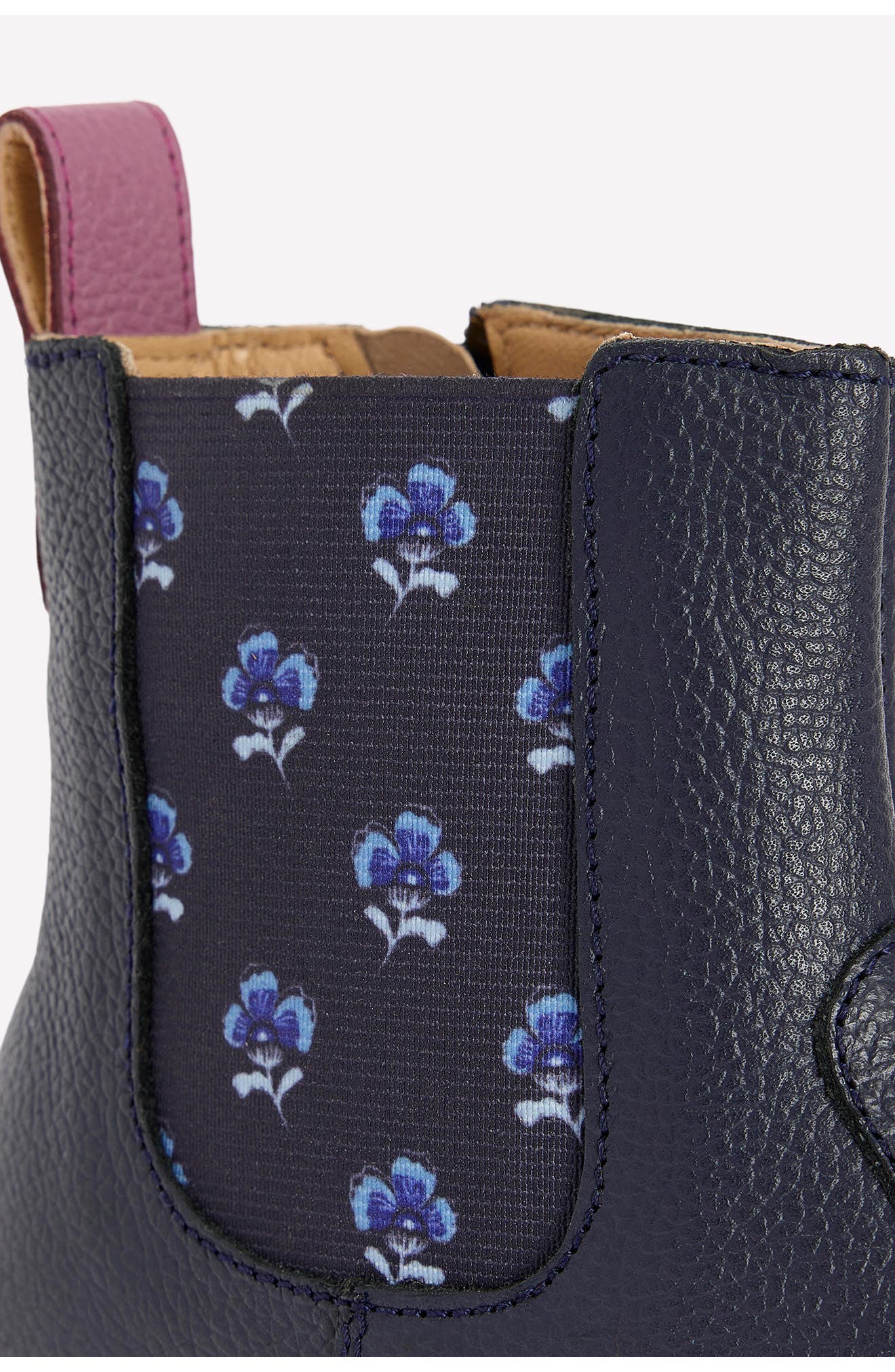 Kids' Flower Embellished Chelsea Boot, Alternate, color, NAVY