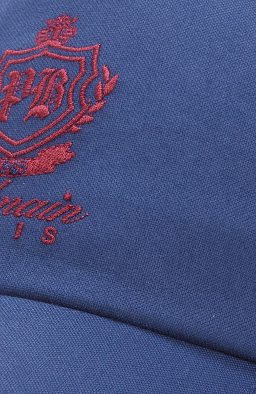 Balmain College Emblem Embroidered Adjustable Cotton Baseball Cap In Blue