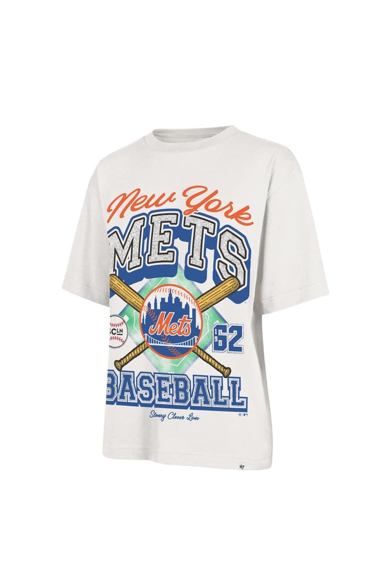 Women's '47 x Stoney Clover Lane Sand New York Mets Crossover Base Foundation T-Shirt, Alternate, color, Sand
