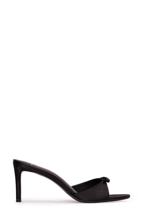 Black Suede Studio Albie Slide Sandal In Black Satin