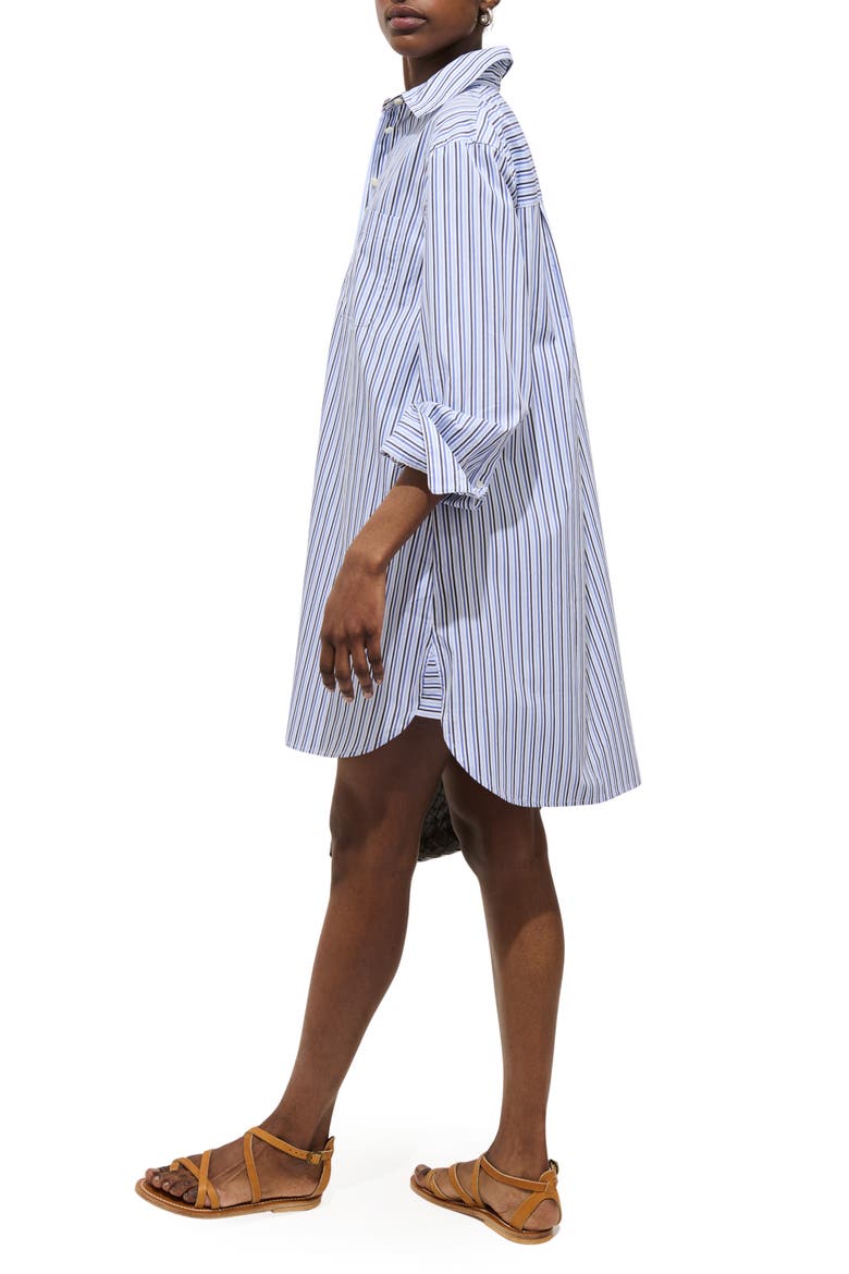 Florence Stripe Long Sleeve Cotton Shirtdress, Alternate, color, BLUE MULTI STRIPE