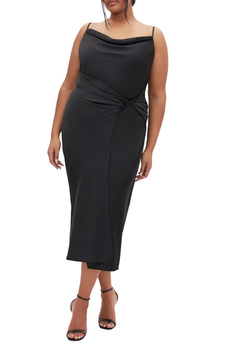 City Chic Adelina Satin Cocktail Dress, Main, color, 