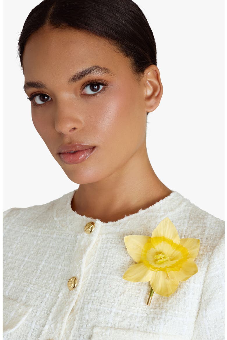 The Daffodil Floral Brooch, Alternate, color, Yellow