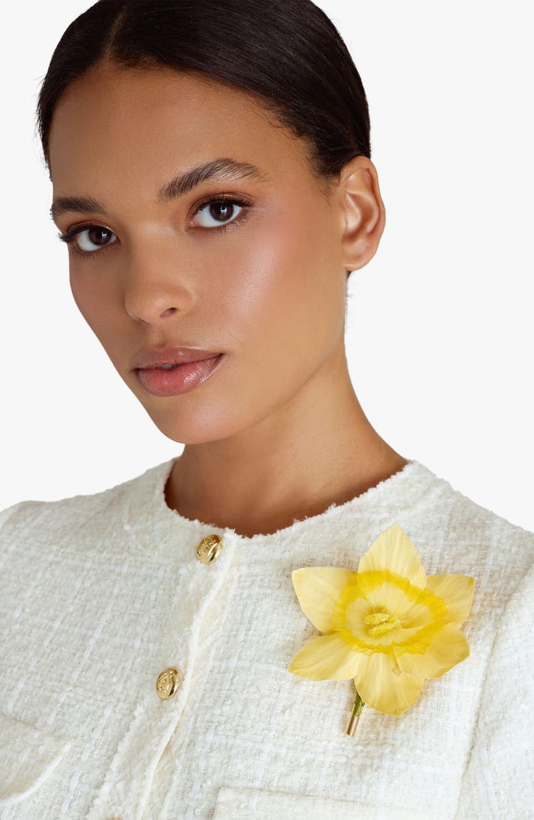 Helena Simon The Daffodil Floral Brooch, Alternate, color, Yellow