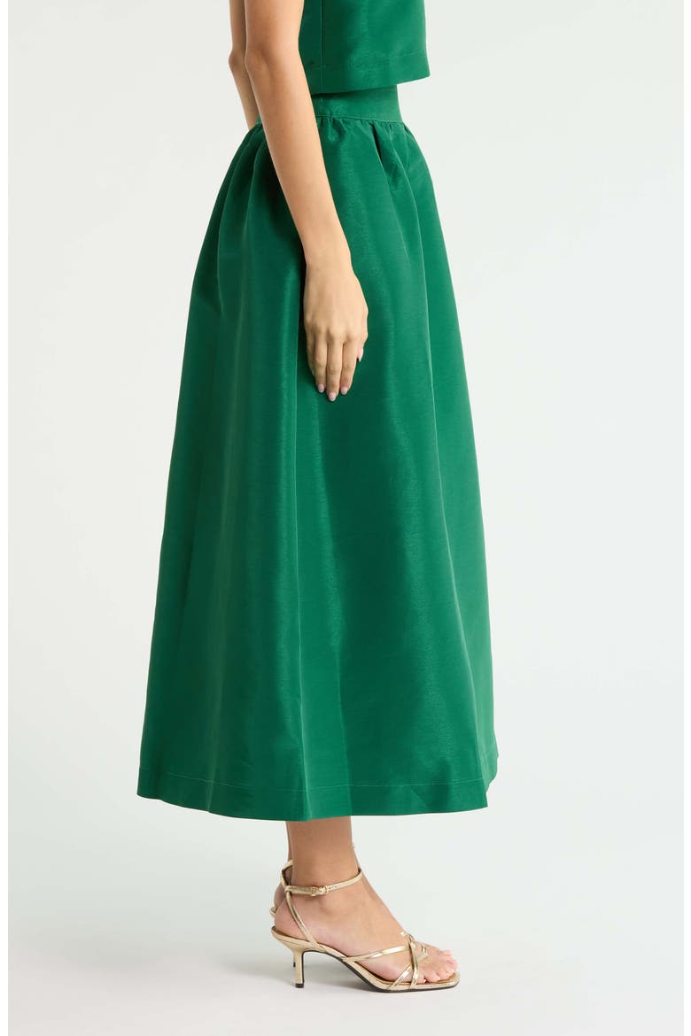 Hestia Caryn Taffeta Maxi Skirt, Alternate, color, EMERALD