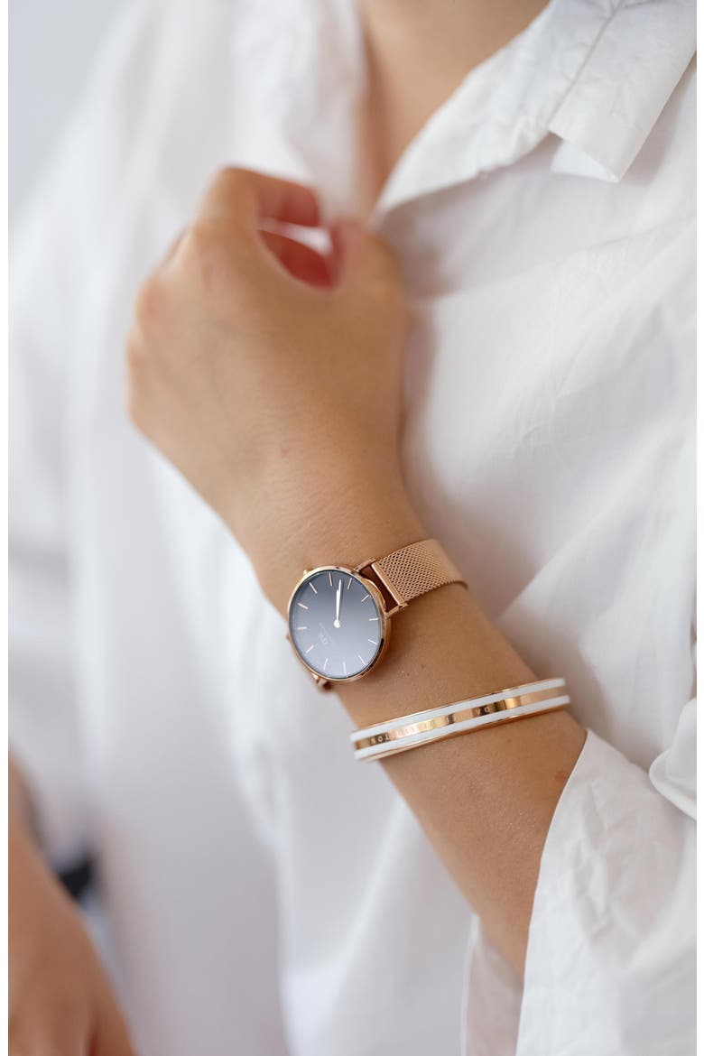 Classic Petite Mesh Strap Watch, 32mm, Alternate, color, ROSE GOLD/WHITE/ROSE GOLD