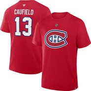 FANATICS Men's Fanatics Cole Caufield Red Montreal Canadiens Authentic Stack Name & Number T-Shirt